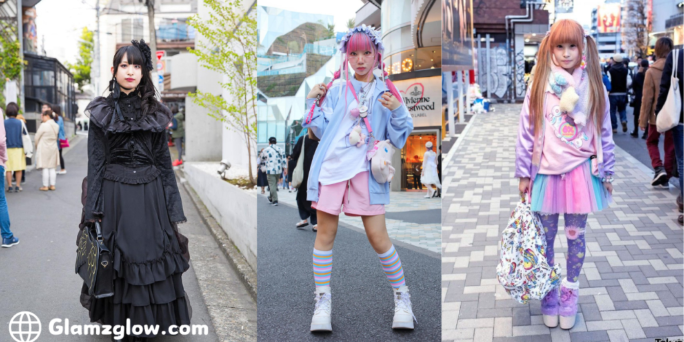 A group of young people in colorful and quirky outfits on a bustling city street.